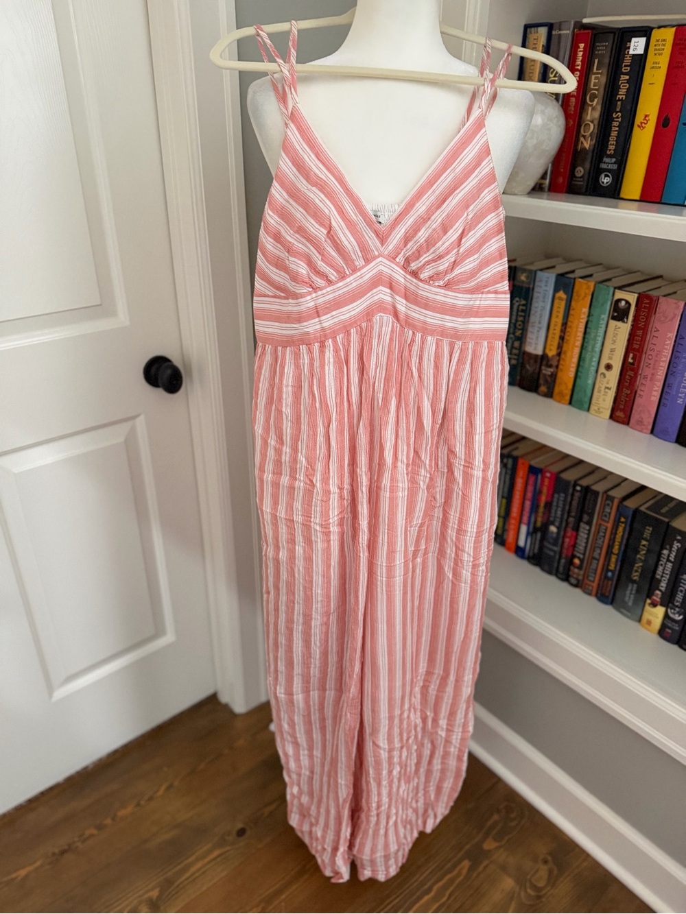 American Eagle Outfitters Coral & White Wide Leg Jumpsuit